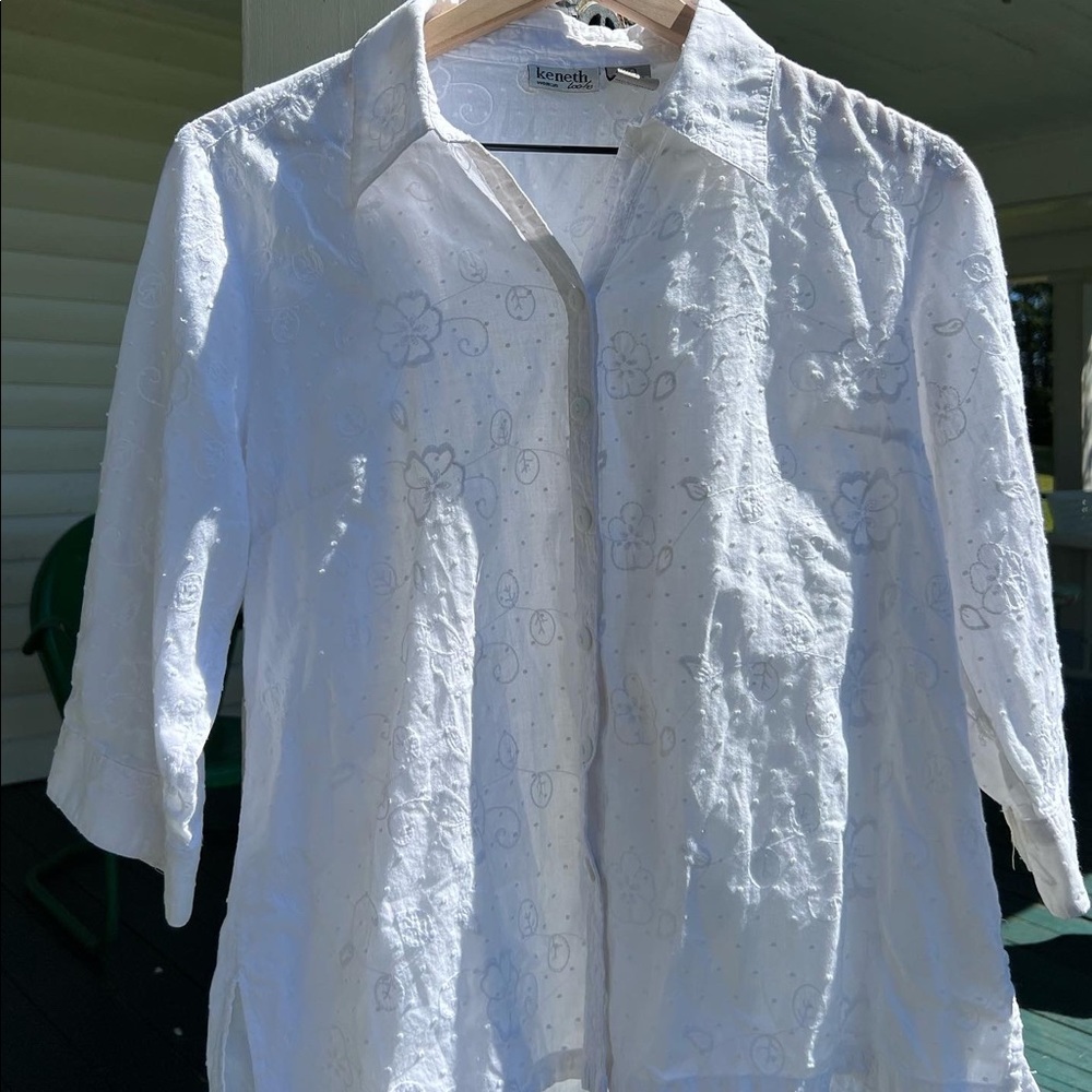 Petite small white button up